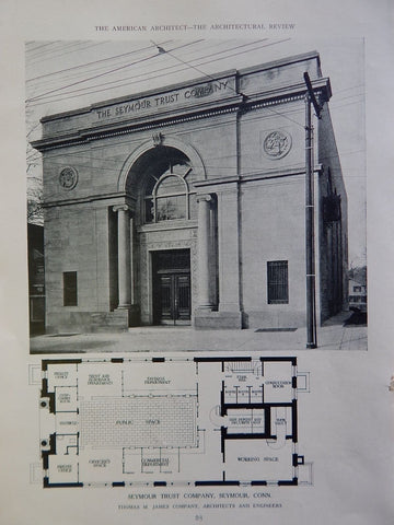 Seymour Trust Company, Seymour CT, 1924, Lithograph, Thomas M. James Co.