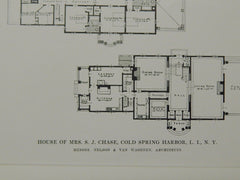 Staircase, House of Mrs. S. J. Chase, Cold Spring Harbor, NY, 1916, Lithograph. Nelson & Wagenen.