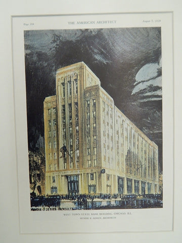 West Town State Bank Bldg., Chicago, IL, 1929, Original Plan, Mundie&Jensen.