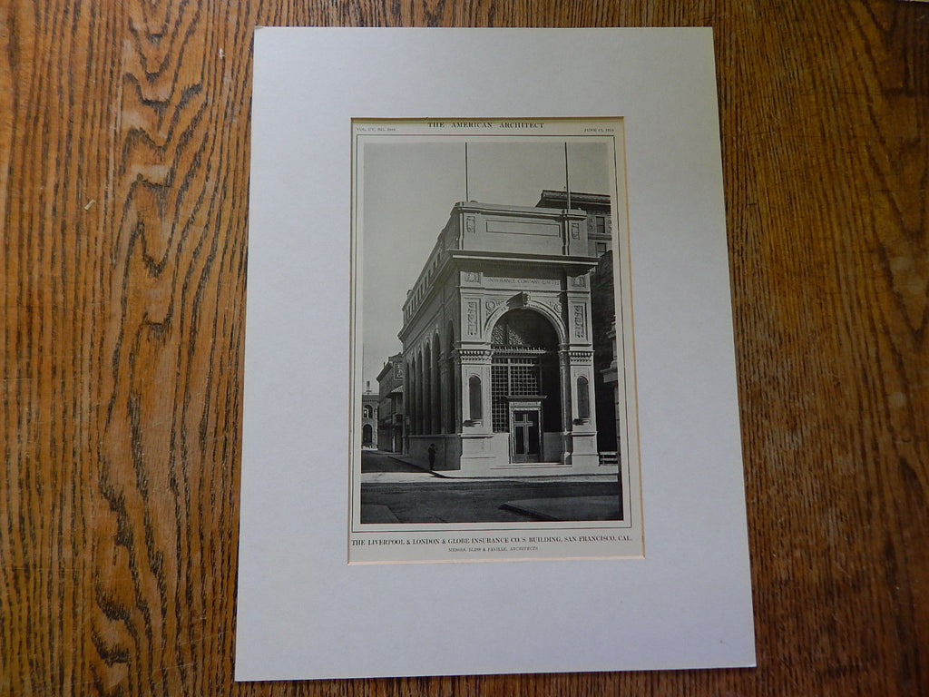 Liverpool & London & Globe Insurance Co Bldg,San Francisco,CA, Lithograph,1914. Bliss & Faville.