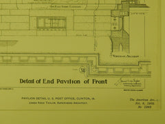 Pavilion Detail, U.S. Post Office, Clinton, IA, 1902, Original Plan. James Knox Taylor.