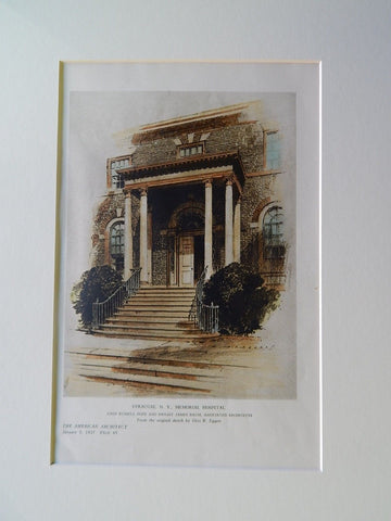 Memorial Hospital, Syracuse, NY, 1927, Original Plan. Pope & Baum.