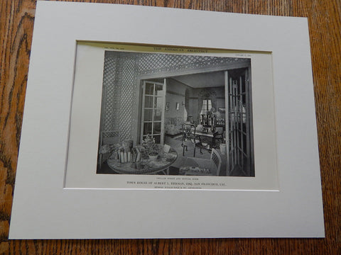 Town House Albert L. Ehrman, San Francisco, CA,#2, 1915. Willis Polk & Co.
