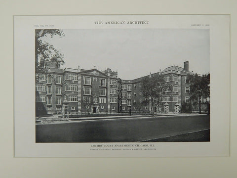 Lochby Court Apartments, Chicago, IL, 1916, Lithograph. Schmidt, Garden, Martin.
