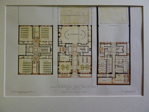 Plans of the Speyer School, Lawrence St., NY, NY, 1906, Original Plan. Josselyn.