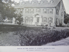 House of Mrs. Henry W. Jackson, Brookline, MA,Lithograph,1914. Greenleaf.