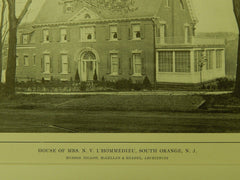 House of Mrs. N. V. L'Hommedieu, South Orange, NJ, 1914, Lithograph. Dillon, McLellan & Beadel.