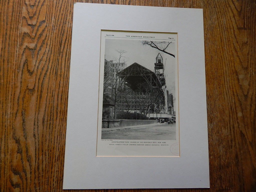 Construction View,Church of Heavenly Rest, NY, 1928,Lithograph. Mayers, Murray & Phillip.