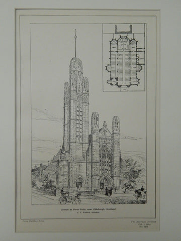 Church at Porto Bello, near Edinbrugh, Scotland, 1904, Original Plan. J. T. Walford.