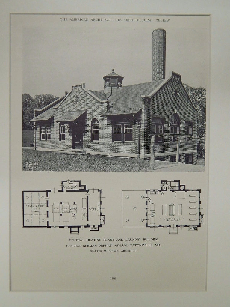 German Orphan Asylum, Catonsville, MD, 1924, Lithograph, Walter M. Gieske.