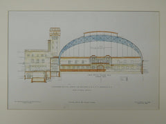 Transverse Section, Squadron CNGNY Armory, Brooklyn, NY, 1906, Original Plan. Pilcher & Tachau.