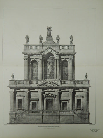 Elevation, Roman Catholic Church, New York, NY, 1902, Lithograph. Elliott Lynch.