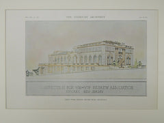 First Prize Design, Hebrew Association Building, Newark, NJ, 1921, Original Plan. Frank Grad.