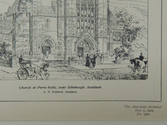 Church at Porto Bello, near Edinbrugh, Scotland, 1904, Original Plan. J. T. Walford.