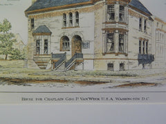 House for Chaplain Geo. P. Van Wyck, Washington DC, 1885. Original Plan. Hill.