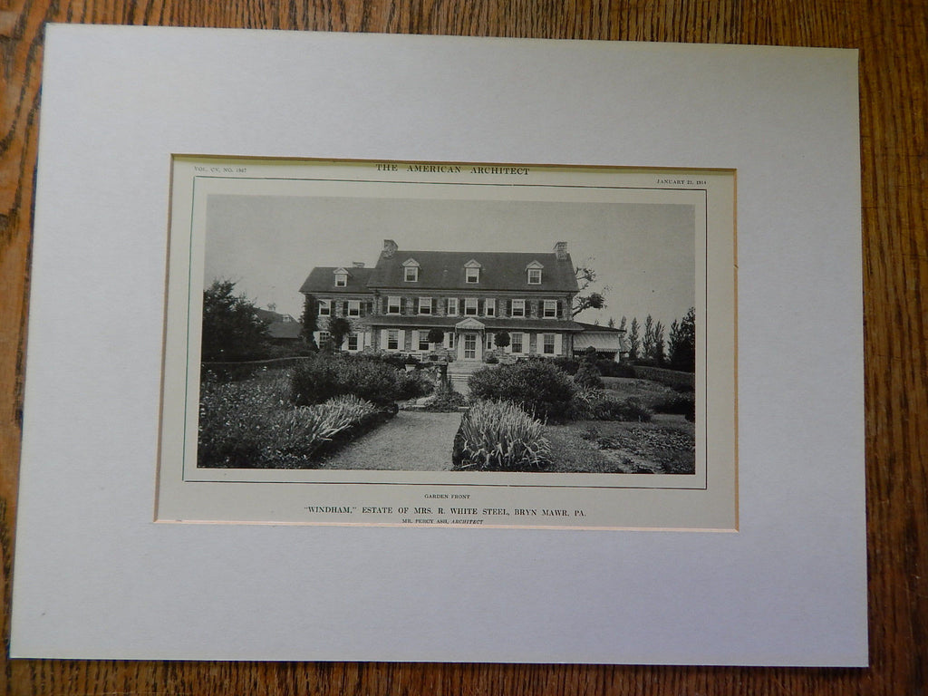 Windham, Estate of Mrs. R.White Steel, Bryn Mawr,PA, Lithograph,1914. Percy Ash.