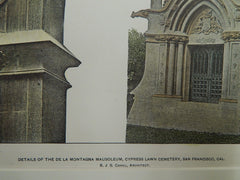 Details, De La Montagna Mausoleum, Cypress Lawn Cemetery, San Francisco,CA,1902.