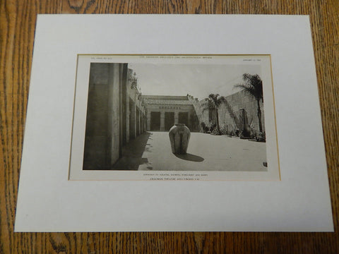 Approach, Grauman Theatre, Hollywood, CA, 1923, Lithograph. Meyer&Holler.