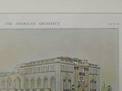 First Prize Design, Hebrew Association Building, Newark, NJ, 1921, Original Plan. Frank Grad.