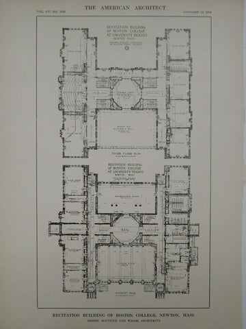 Floors, Recitation Bldg, Boston College, Newton, MA, 1914, Original Plan. Maginnis&Walsh.