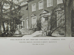 Fogg Museum of Art, Harvard University, Cambridge, MA, 1928, Lithograph. Coolidge, Shepley, Bulfinch & Abbott.