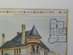 House for Chaplain Geo. P. Van Wyck, Washington DC, 1885. Original Plan. Hill.
