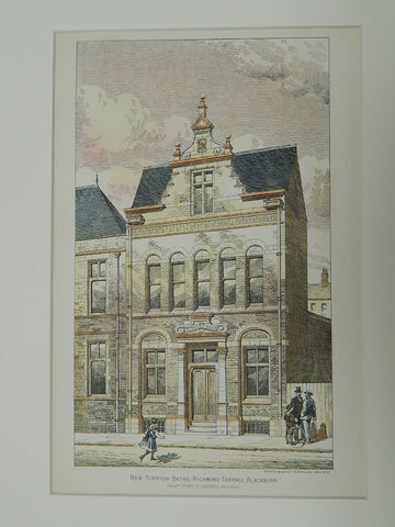 New Turkish Baths, Richmond Terrace, Blackburn, UK, 1891. Original Plan.  Stones & Gradwell.