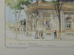 US Post Office, Clinton, IA, 1901, Original Plan. James Knox Taylor.