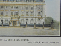 North Elevation, Carnegie Residence, New York, NY, 1899, Original Plan. Babb, Cook & Willard.
