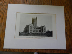 Recitation Bldg of Boston College, Exterior, Newton, MA, Lithograph,1914. Maginnis&Walsh.