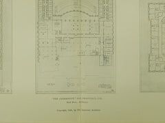 The Fairmount, San Francisco, CA, 1905, Original Plan. Reid Bros.