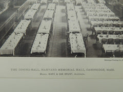 The Dining Hall, Harvard Memorial Hall, Cambridge, MA, 1885, Photogravure. Ware & Van Brunt.