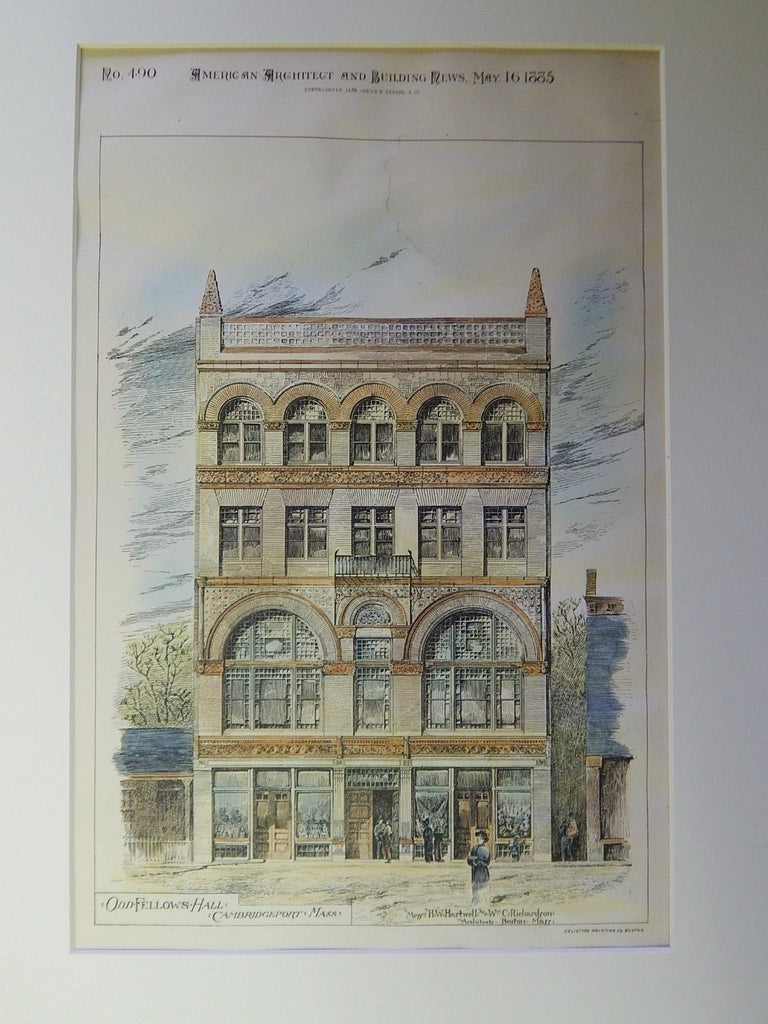 Odd Fellows Hall, Cambridgeport, MA, 1885. Original Plan. Hartwell & Richardson.