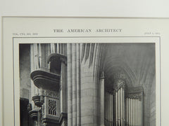 Aisle Case of Organ, St. Thomas's Church, NY, 1914. Early Photograph. Cram, Goodhue, & Ferguson.