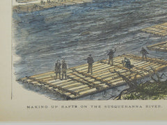 Rafts on the Susquehanna River, 1883, Original Scene, America Illustrated.