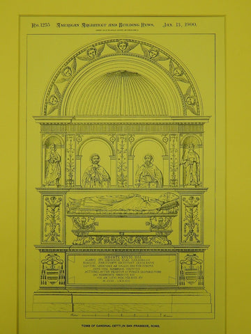 Tomb of Cardinal Cetti in San Prassede, Rome, Italy, 1900. Original