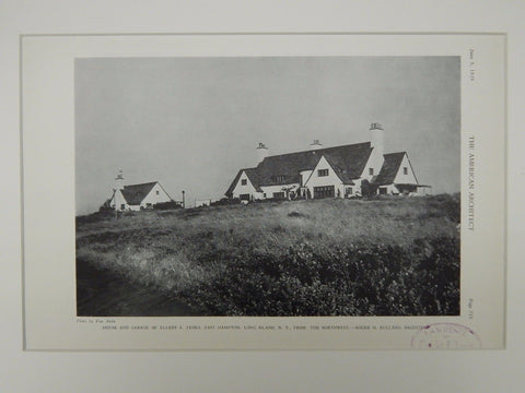 House and Garage of Ellery S. James, East Hampton, NY, 1929, Lithograph. Bullard.