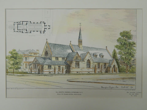 All Saints' Church, Syracuse, NY, 1903, Original Plan. Henry M. Congdon & Son.