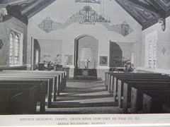 Hippach Memorial Chapel,Green Ridge Cemetery,Du Page Co.ILL.,1928, Lithograph. Arthur Woltersdorf.