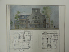 House of Mrs. Charls J. Clarke, Bryn Mawr, PA, 1901, Original Plan. Newman, Woodman & Harris.