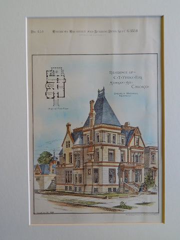 Residence of C.T. Yerks, Esq., Michigan Ave., Chicago,IL, 1884, Original Plan.Burling & Whitehouse
