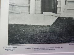 Entrance House of Charles H. Spencer, ESQ., St. Louis, MO,1901,Lithograph. Barnett, Haynes & Barnett.