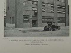 Smelting & Refining Laboratory of Goldsmith Bros., Chicago, IL, 1918, Lithograph. Arthur Woltersdorf.