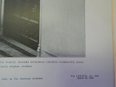 Doorway, Rogers Memorial Church, Fairhaven, MA,1905, Lithograph. Charles Brigham.