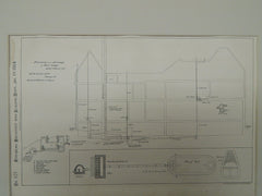Plumbing and Sewerage of Blair Lodge, Lake Forest, IL, 1884. Original Plan. W.L.B. Jenney.