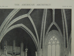 Interior, Hennepin Avenue Church, Minneapolis, MN, 1918, Lithograph. Hewitt & Brown.