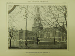 First Presbyterian Church, Lewiston, PA, 1914, Lithograph. C. W. Bolton & Son.