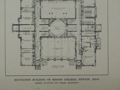 Floors, Recitation Bldg, Boston College, Newton, MA, 1914, Original Plan. Maginnis&Walsh.