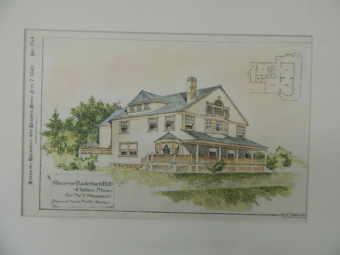 House for Mr.A.T.Hunnewell,Powderhorn Hill, Chelsea, MA, 1889, Original Plan. Rodman & Norris.