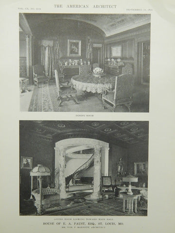 Rooms #2 in the House of E. A. Faust, Esq., St. Louis MO, 1916. Tom P. Barnett. Lithograph